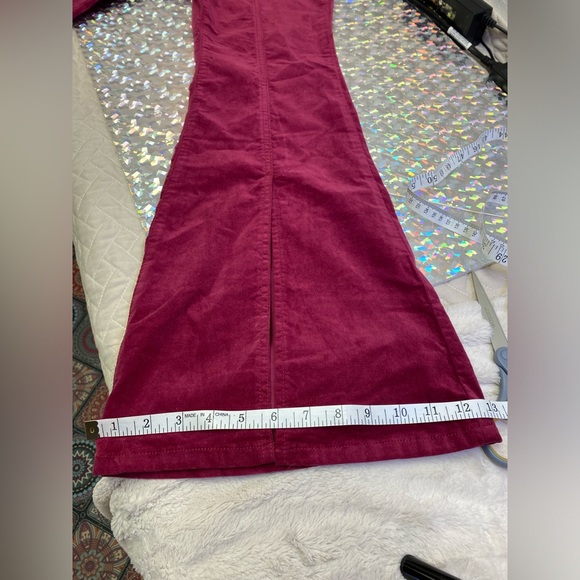 Forever 21 Velvet Flared Bell Bottom Pant XL 31x31 Dark Pink Y2K Hippie Festival - Picture 11 of 16